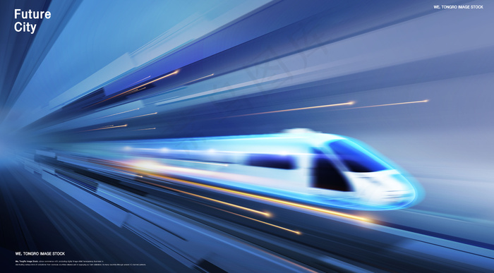 未来城市高速发展动车高铁建筑背景海报psd分层源文件ps素材