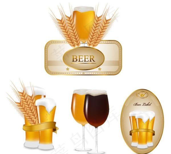 啤酒标贴矢量素材