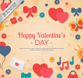 卡通元素情人节贺卡矢量素材