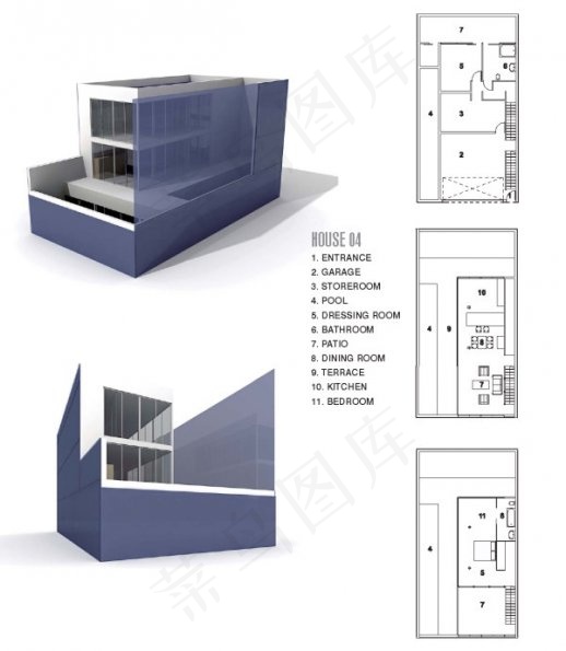 多层的3D建筑室内效果图