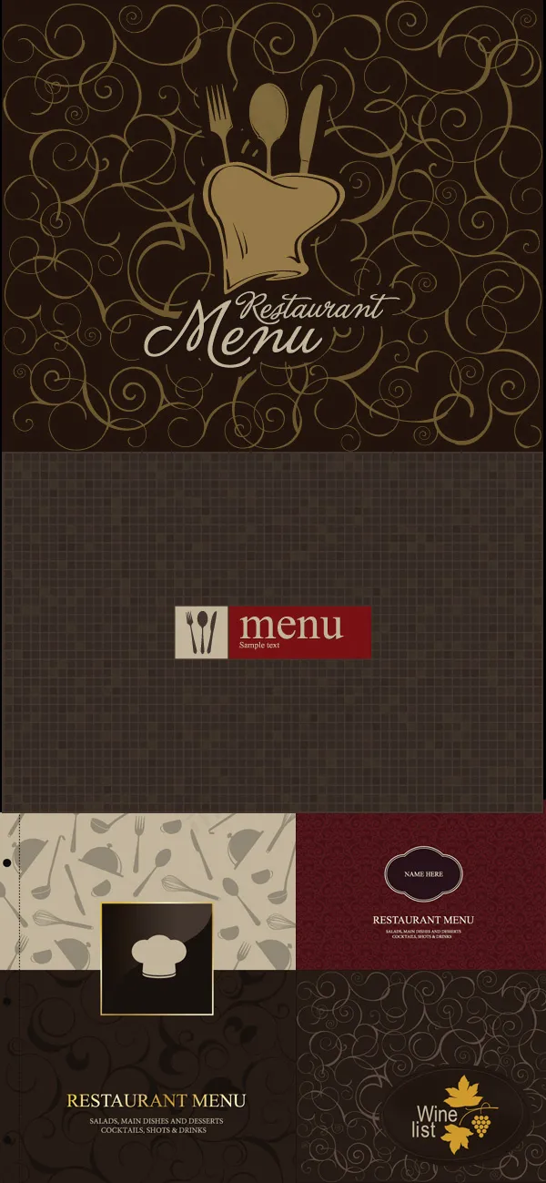 西餐菜单矢量素材eps,ai矢量模版下载
