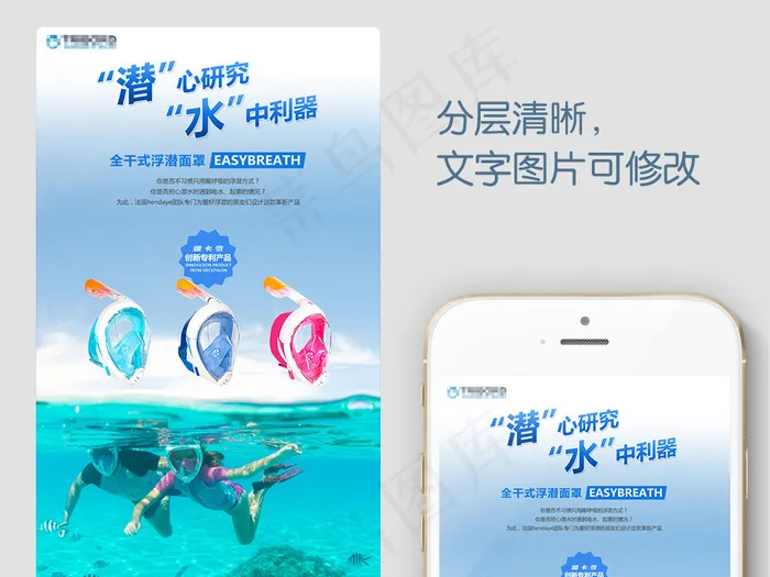 淘宝网店潜水面罩详情页设计(790X15651(DPI:72))psd模版下载