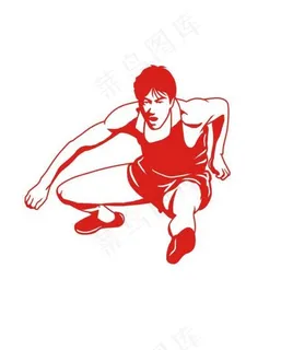 体育田径剪纸图片