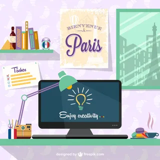 设计师的工作区巴黎主题