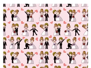 矢量新郎新娘结婚手捧花背景元素无缝...