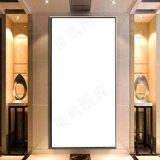 中式古典玄关背景墙场景样机效果图