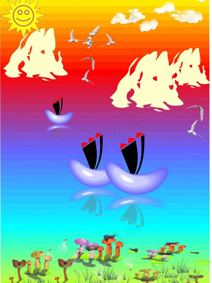 风景画图片cdr矢量模版下载