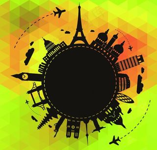 多边形背景景点建筑剪影