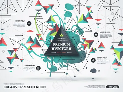 时尚三角形商务宣传单矢量图