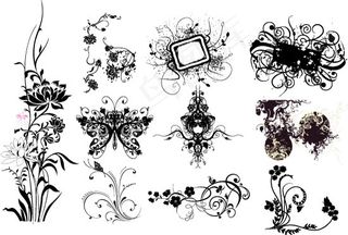 黑色花纹样式矢量素材