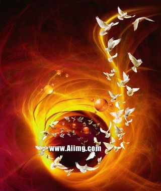 梦幻光线和和平鸽PSD素材