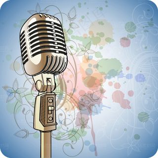 精美麦克风与潮流背景矢量素材