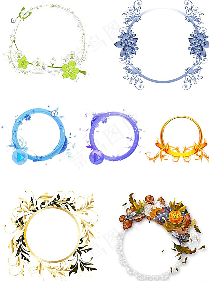 7种不同的圆形花边图片