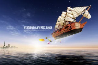 飞翔的帆船PSD分层素材