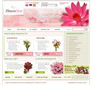 唯美鲜花网页psd模板