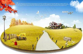 高清草地别墅PSD