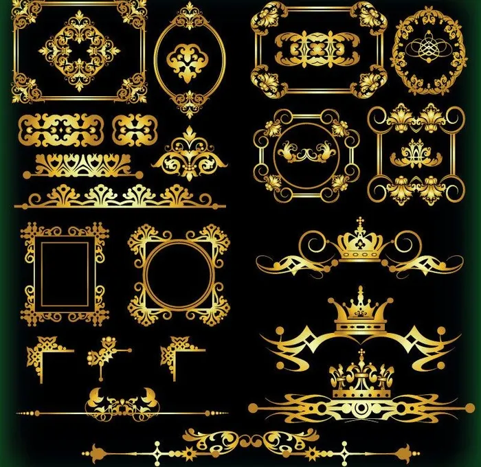 金色花纹 金色皇冠图片eps,ai矢量模版下载