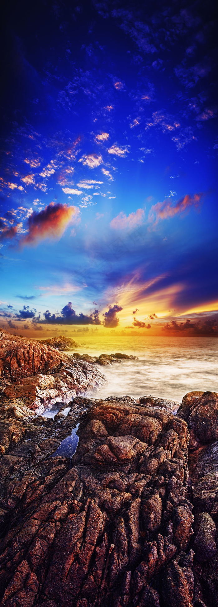 夕阳海边美景图片