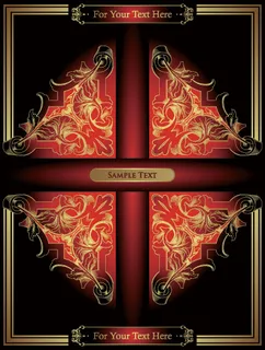 华丽花纹标签矢量素材