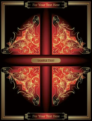华丽花纹标签矢量素材