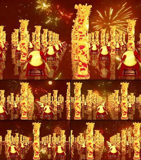 大气节日龙柱击鼓视频素材