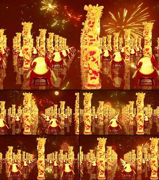 大气节日龙柱击鼓视频素材