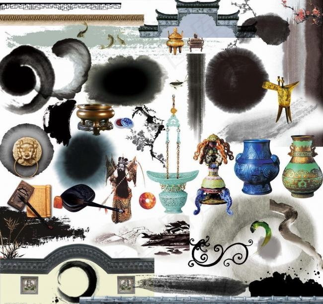 水墨中国风江南房地产设计素材图片