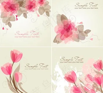 素雅花卉背景矢量素材