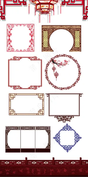 中国风古典复古边框装饰素材