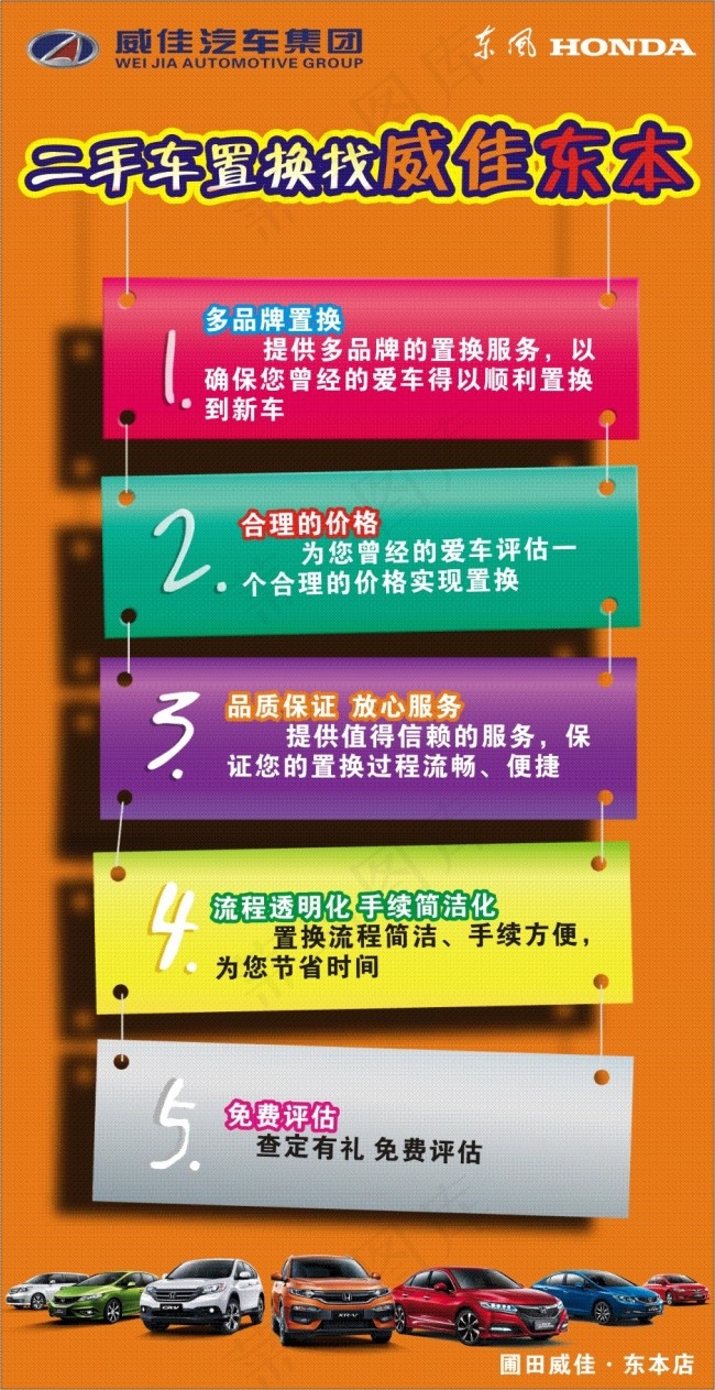 威佳东风本田二手车置换的好处cdr矢量模版下载