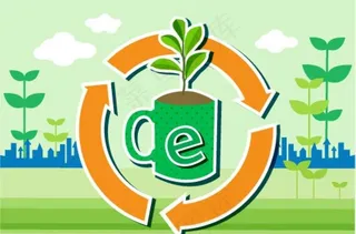 咖啡杯绿叶背景图片