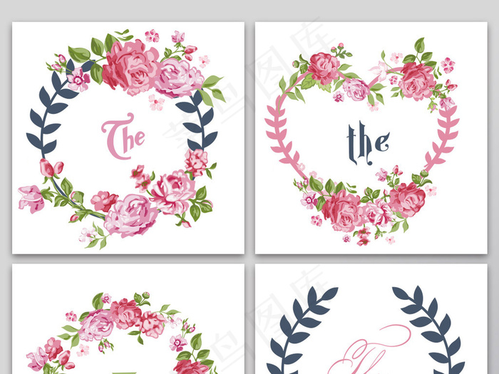 森系手绘唯美植物边框底纹素材