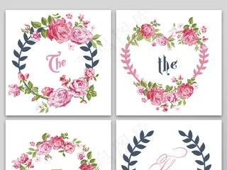 森系手绘唯美植物边框底纹素材