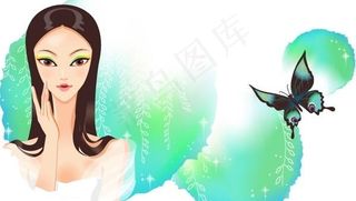 东方古典美女矢量素材