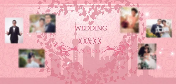 粉色婚礼背景喷绘psd源文件