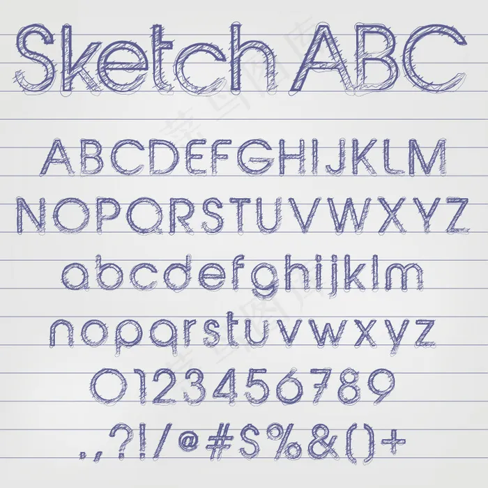 素描字母设计矢量素材eps,ai矢量模版下载