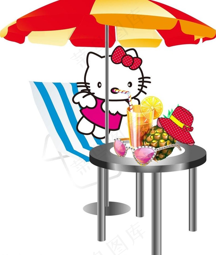 kt猫喝水果饮料图片