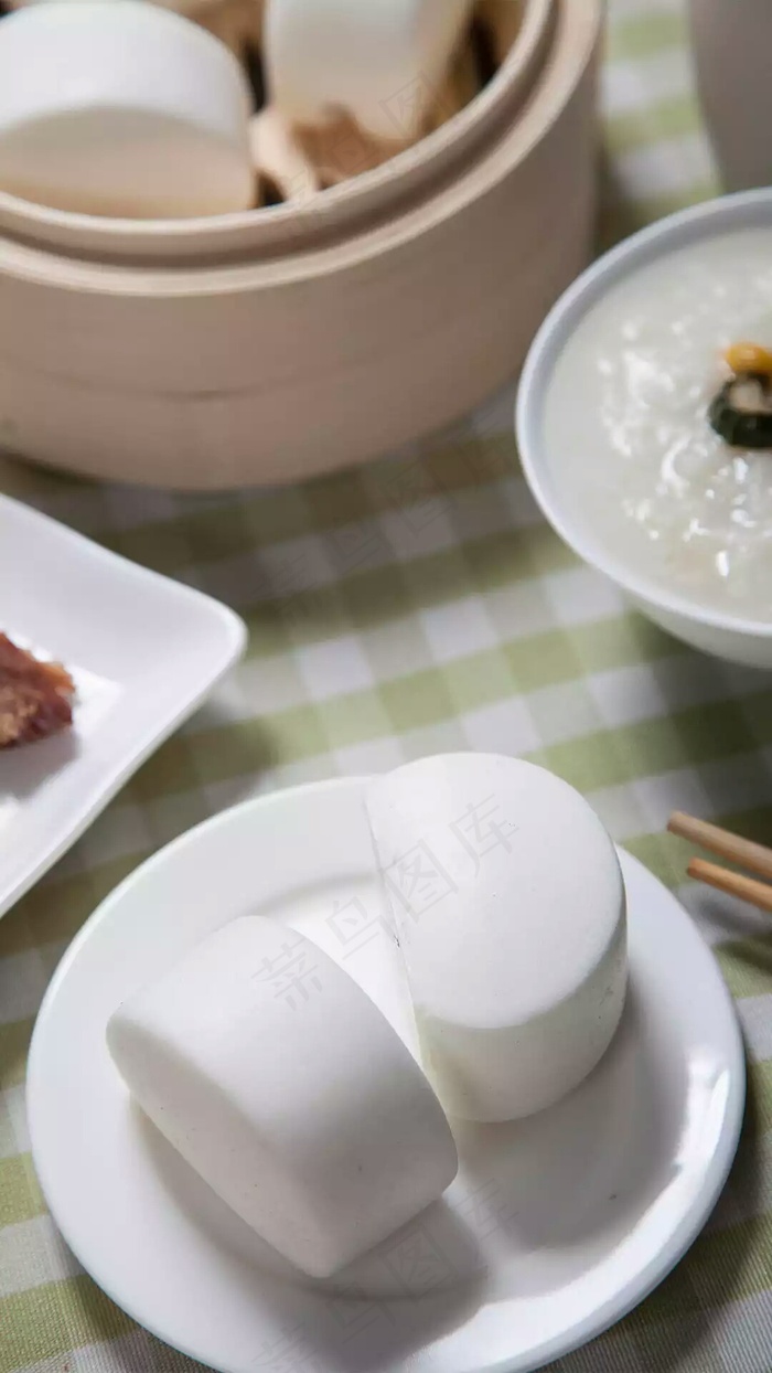 馒头和粥高清摄影图片