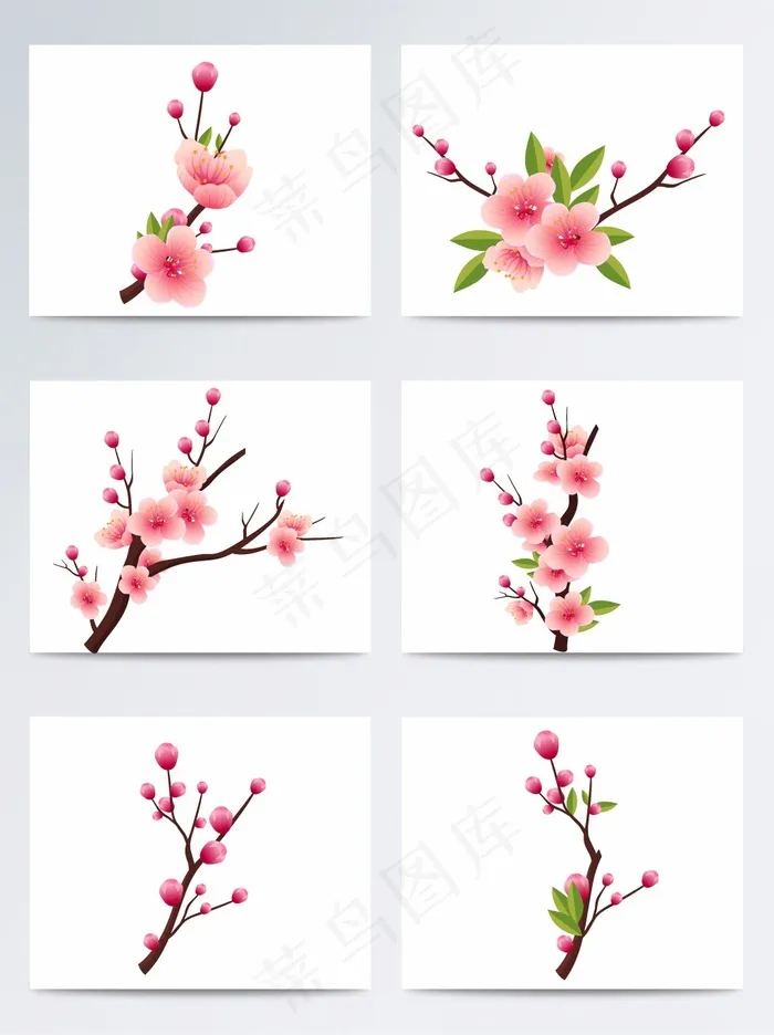浪漫春季桃花枝eps,ai矢量模版下载