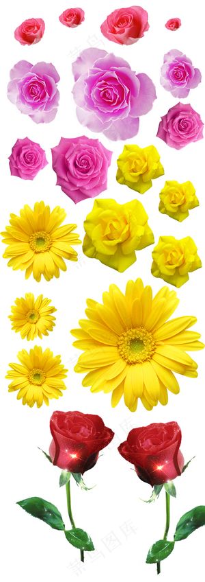 PSD免抠图高清五彩缤纷3D立体花...