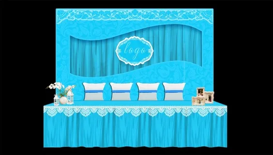 蓝色系婚礼签到区效果图