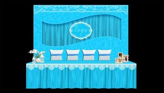 蓝色系婚礼签到区效果图