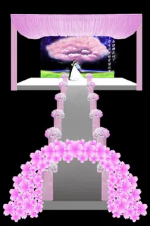 樱花树 粉紫色 梦幻婚礼  舞台区