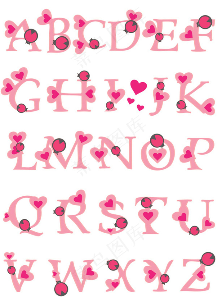 童趣粉色英文字母矢量素材