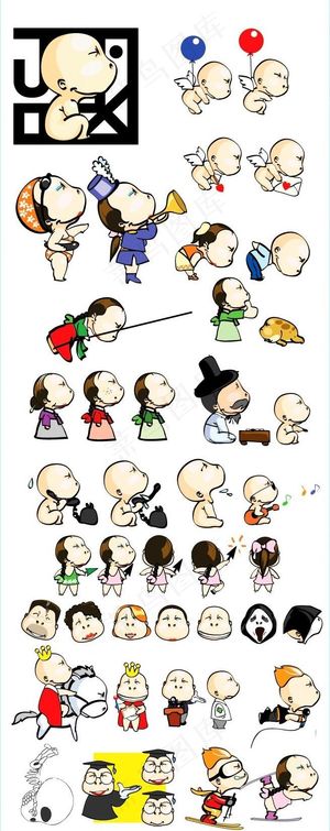 有趣的卡通娃娃矢量素材