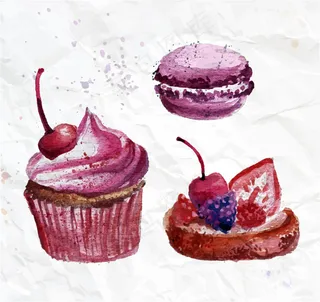 3款美味甜点矢量素材