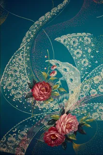 唯美绿色底纹玫瑰花背景素材