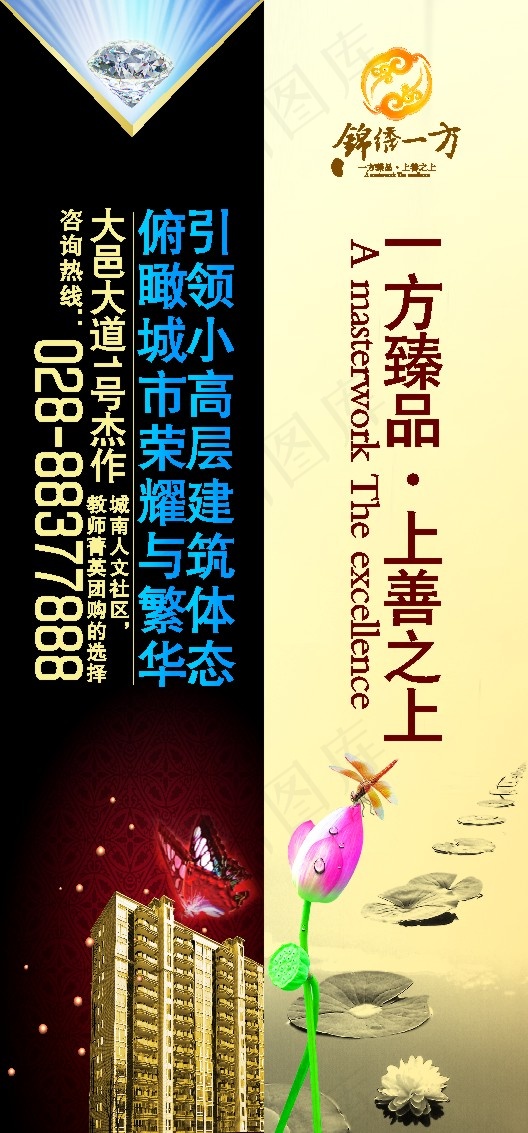 欧式房地产道旗cdr矢量模版下载