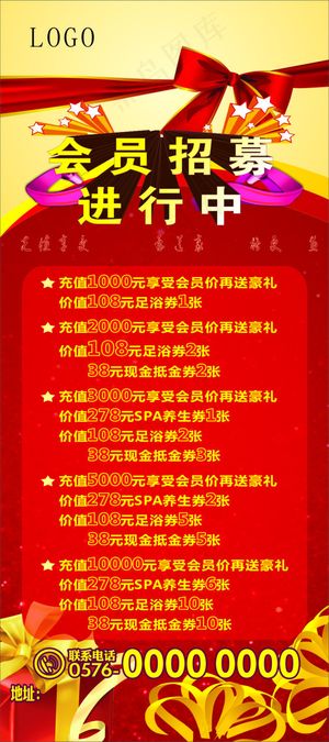 足浴会员招募展架