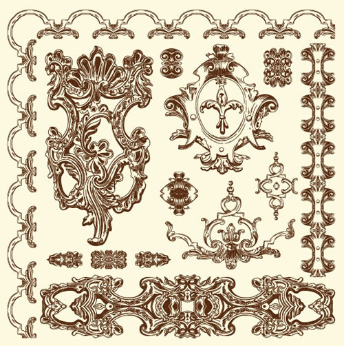 传统欧式黄色花纹花边矢量素材